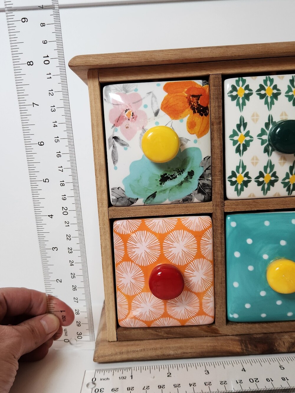 The Pioneer Woman Spice And Tea 6 Floral Ceramic Drawer Wooden - Picture 5 of 11